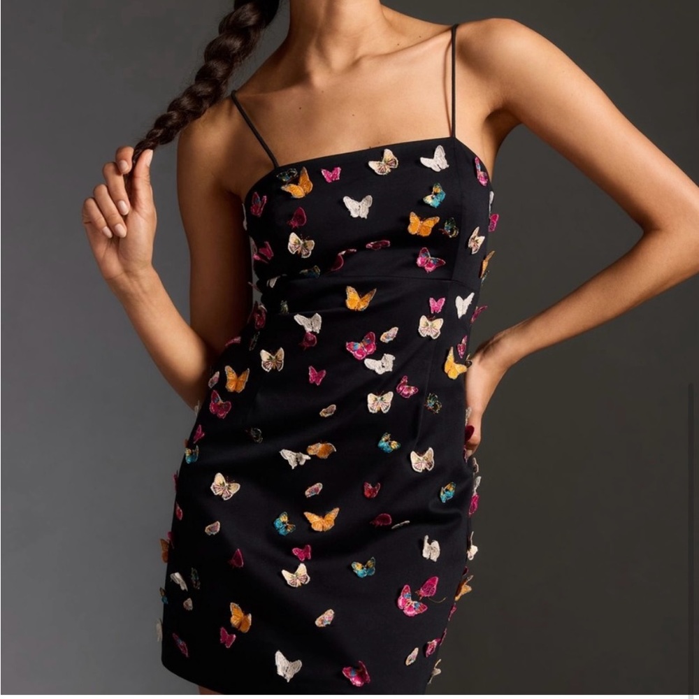 Maeve 3-D Butterfly Spaghetti-Strap Dress.